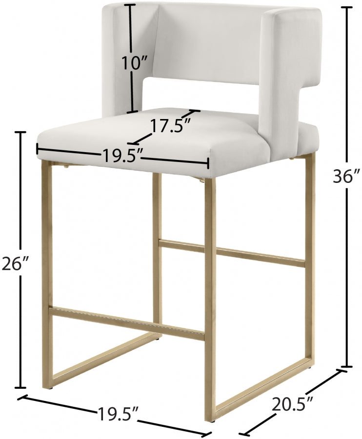 Tabouret de comptoir en velours Caleb