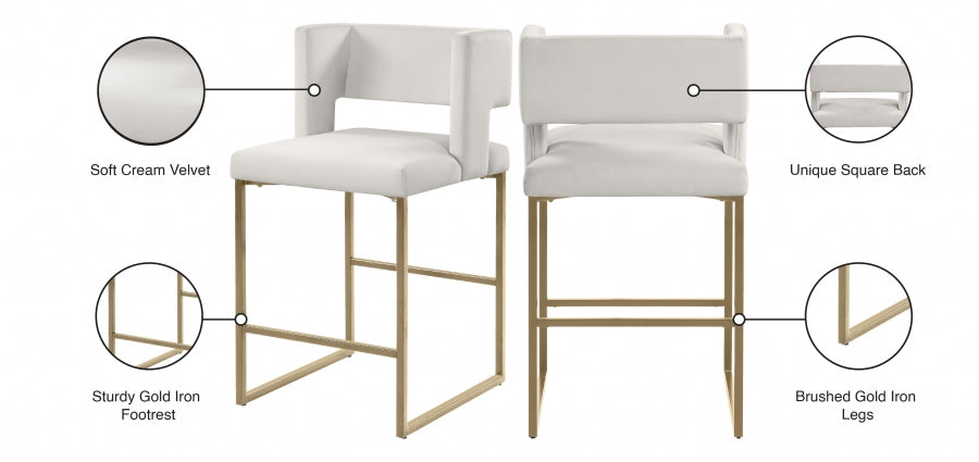 Tabouret de comptoir en velours Caleb