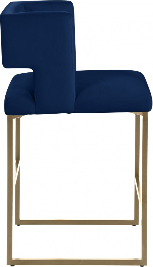 Tabouret de comptoir en velours Caleb