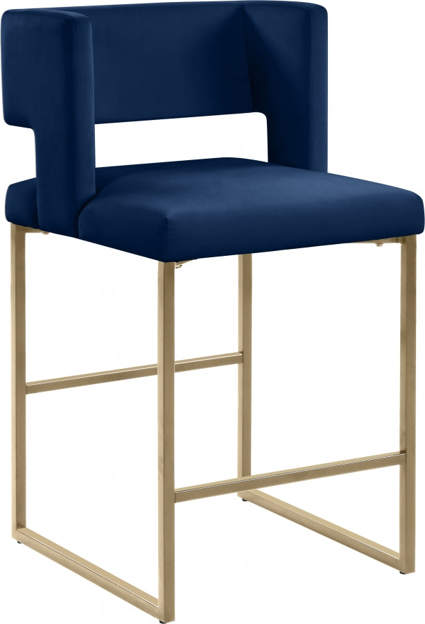 Tabouret de comptoir en velours Caleb