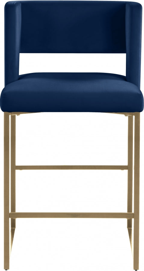 Tabouret de comptoir en velours Caleb