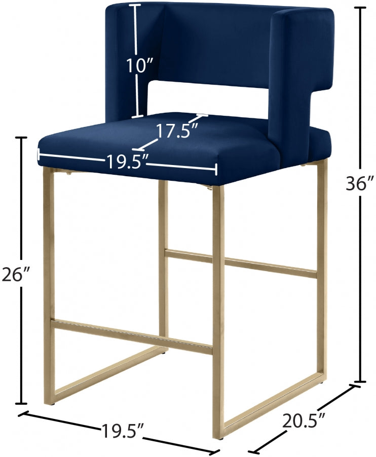 Tabouret de comptoir en velours Caleb