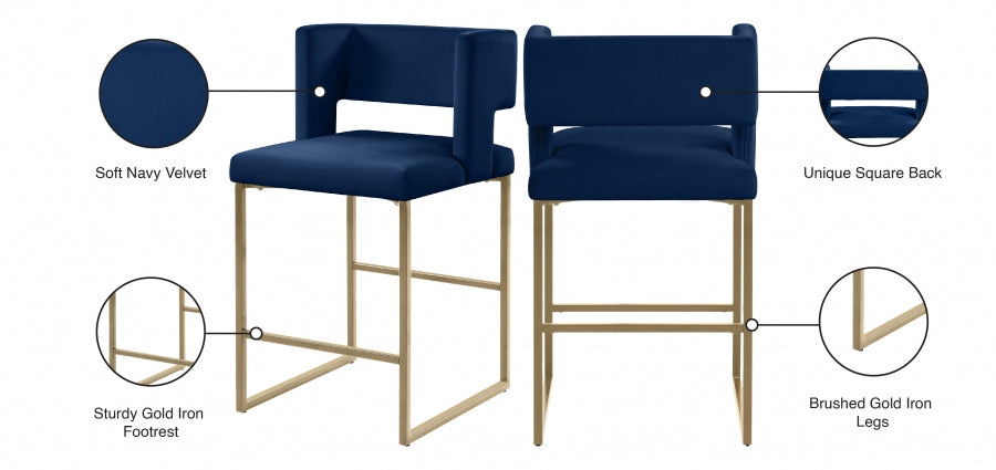 Tabouret de comptoir en velours Caleb