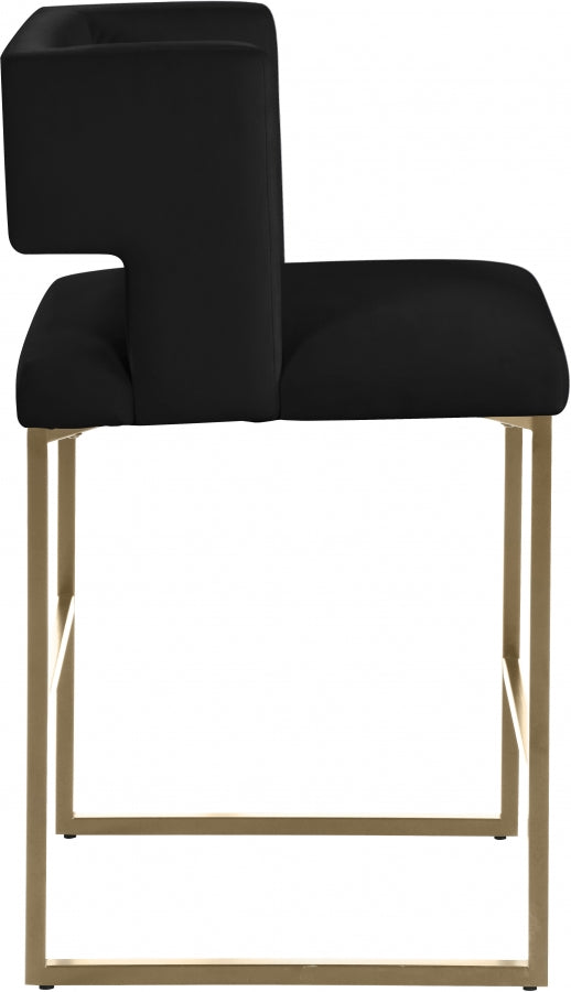 Tabouret de comptoir en velours Caleb