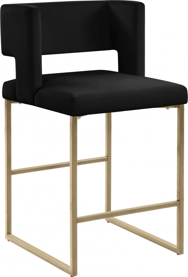 Tabouret de comptoir en velours Caleb