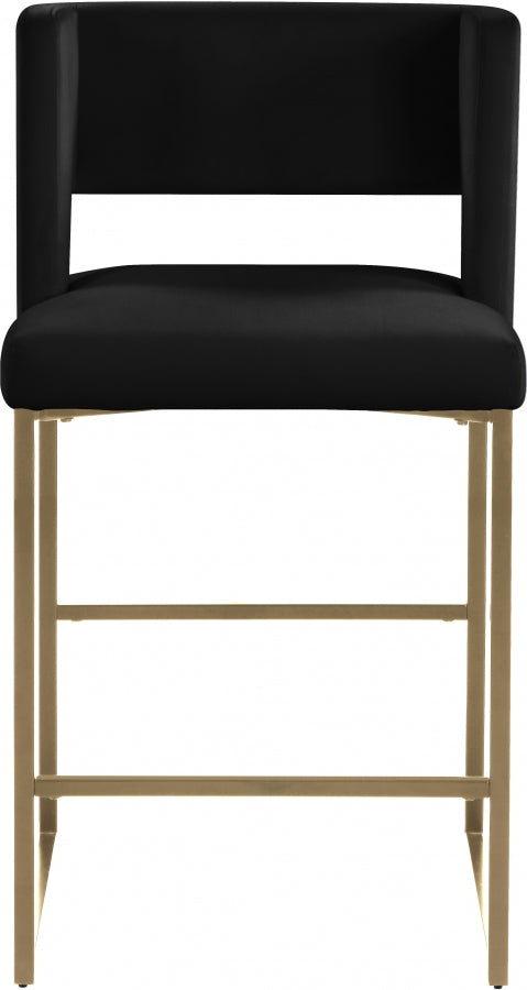 Tabouret de comptoir en velours Caleb