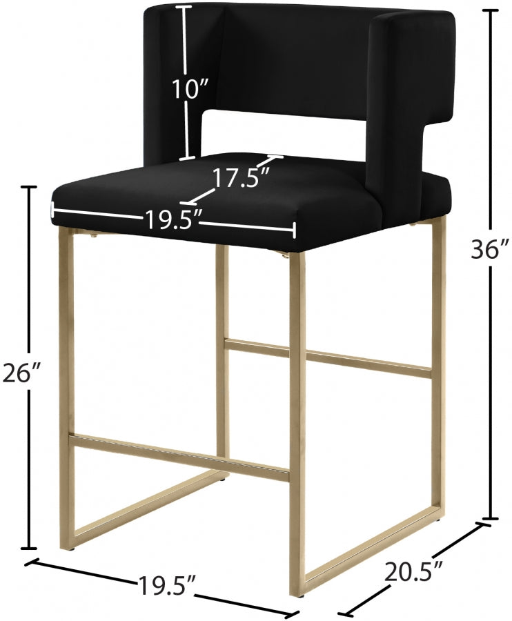 Tabouret de comptoir en velours Caleb
