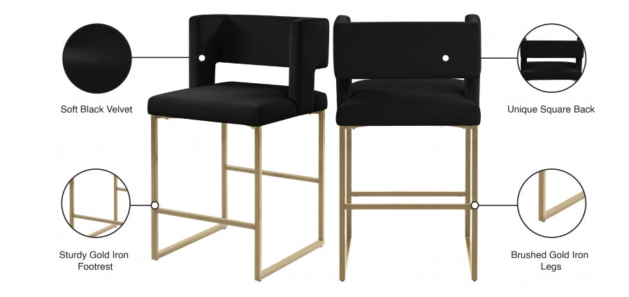 Tabouret de comptoir en velours Caleb