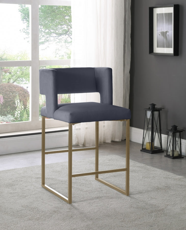 Tabouret de comptoir en velours Caleb