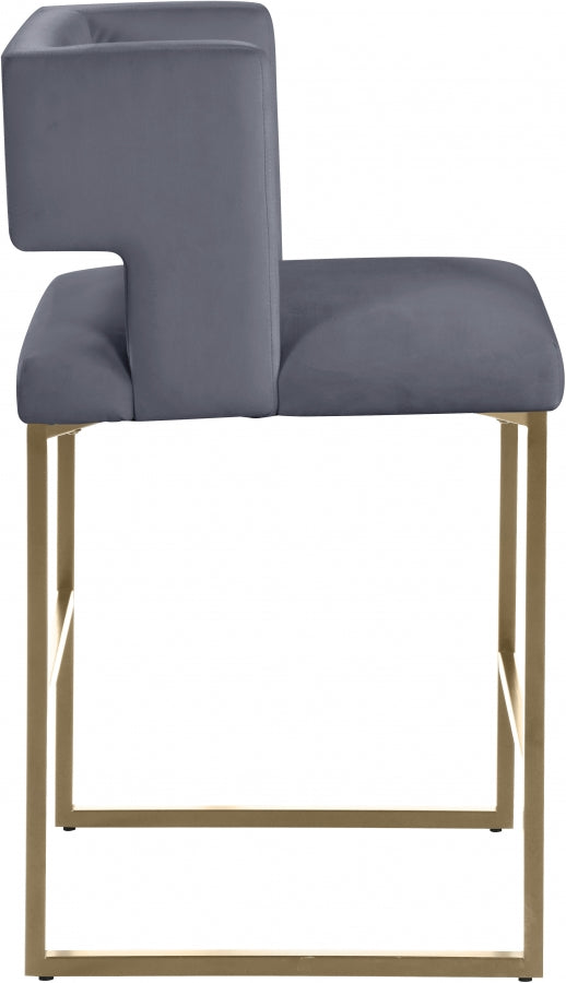 Tabouret de comptoir en velours Caleb