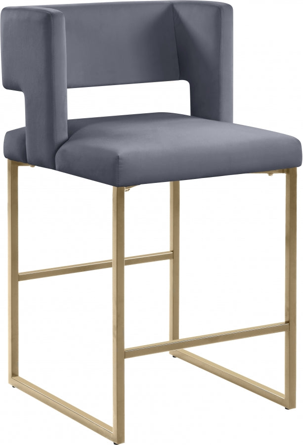 Tabouret de comptoir en velours Caleb