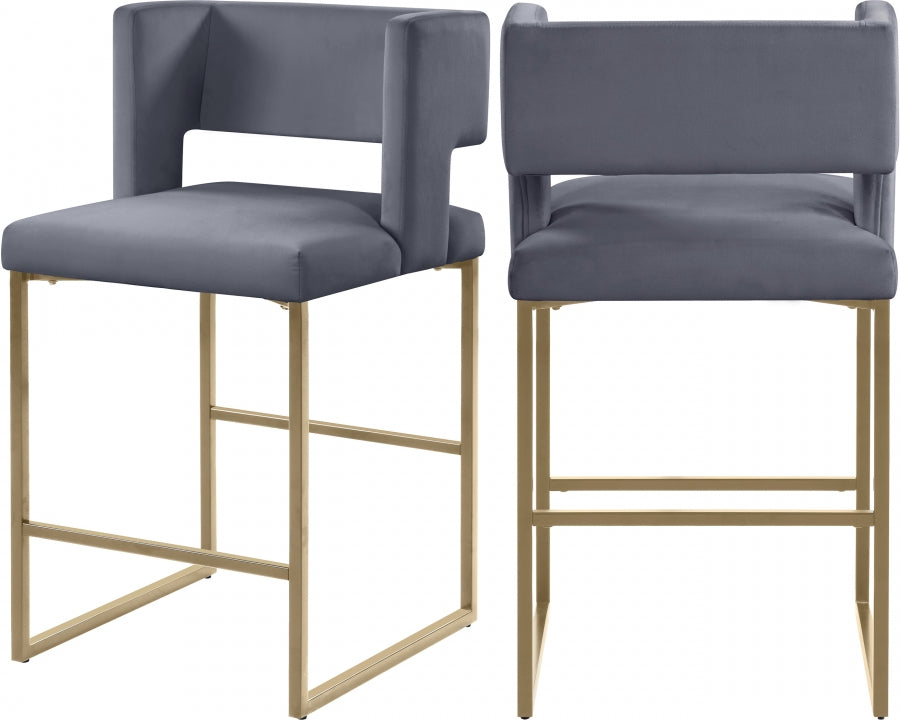Tabouret de comptoir en velours Caleb