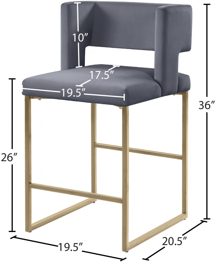 Tabouret de comptoir en velours Caleb