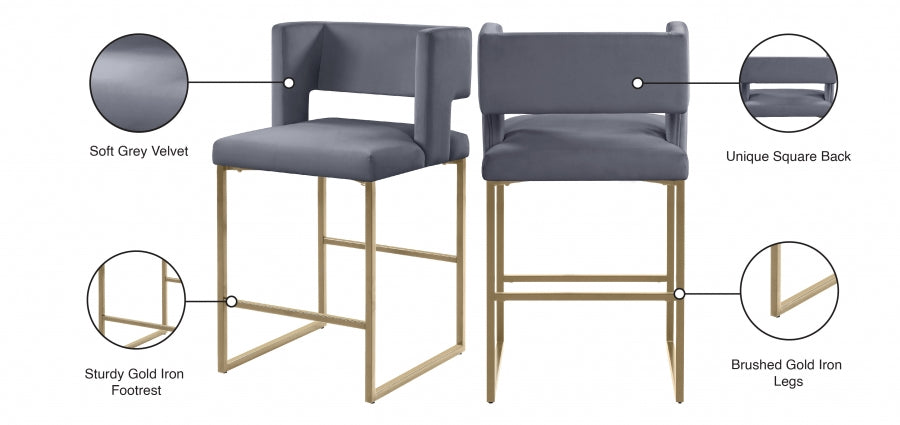 Tabouret de comptoir en velours Caleb