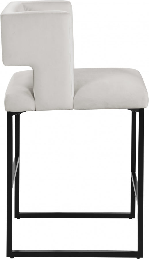 Tabouret de comptoir en velours Caleb