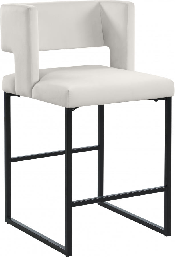 Tabouret de comptoir en velours Caleb