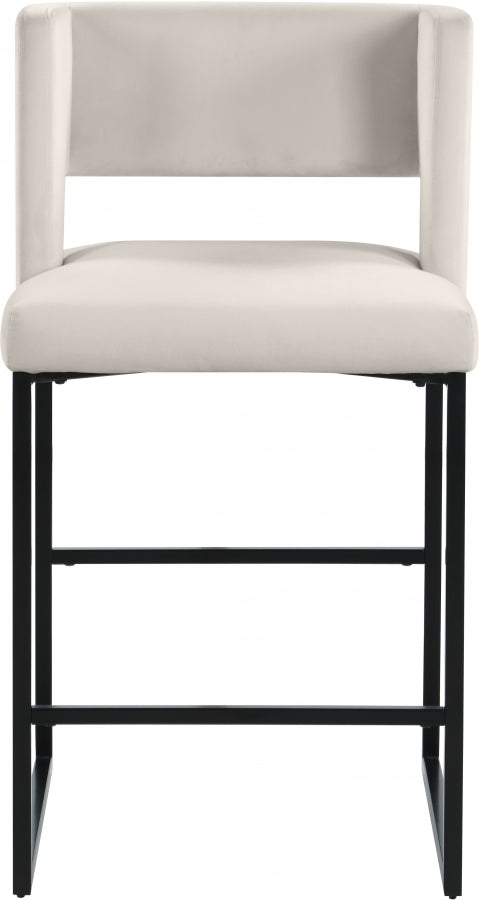 Tabouret de comptoir en velours Caleb