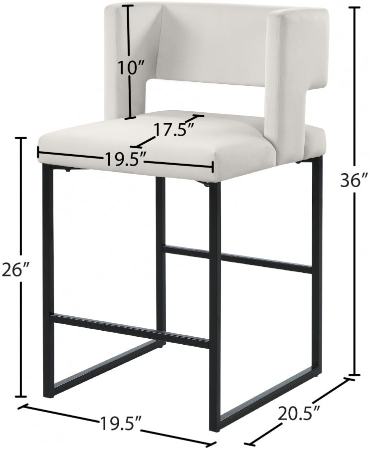 Tabouret de comptoir en velours Caleb