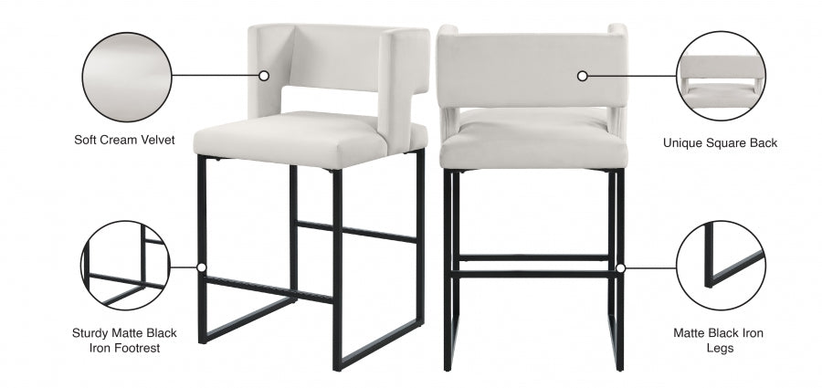Tabouret de comptoir en velours Caleb