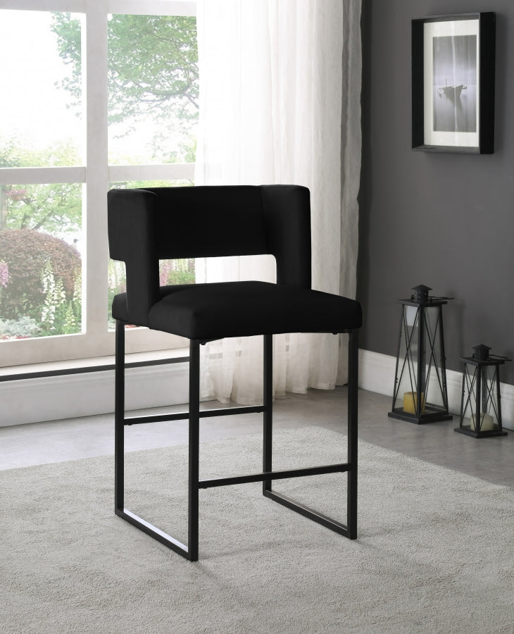 Tabouret de comptoir en velours Caleb