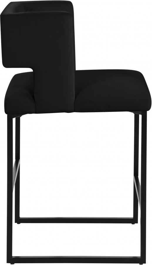 Tabouret de comptoir en velours Caleb