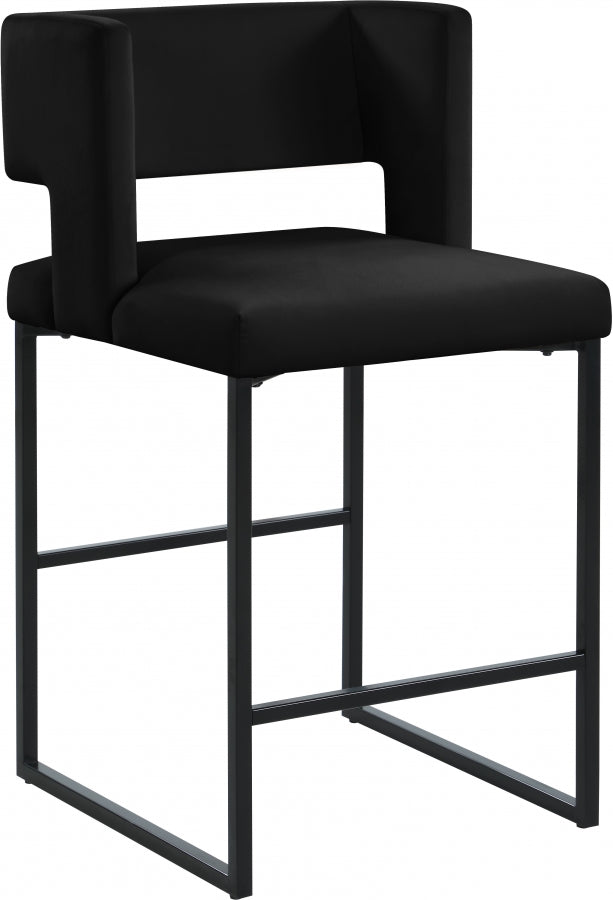 Tabouret de comptoir en velours Caleb