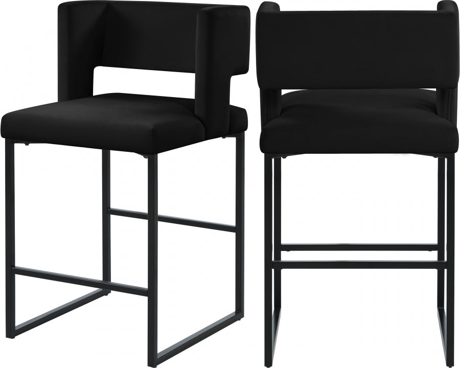 Tabouret de comptoir en velours Caleb