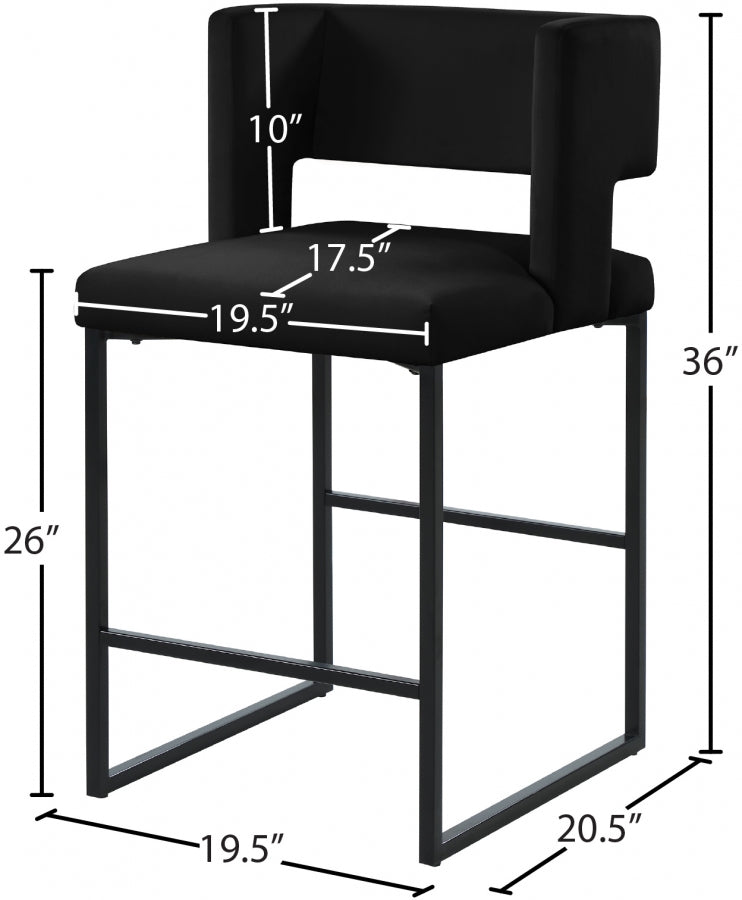 Tabouret de comptoir en velours Caleb