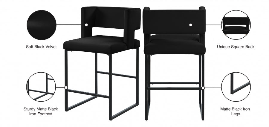 Tabouret de comptoir en velours Caleb