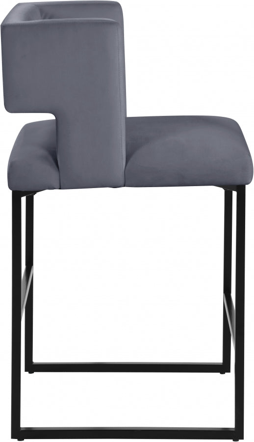 Tabouret de comptoir en velours Caleb