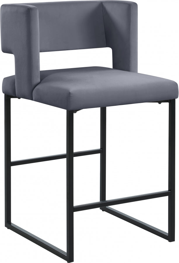 Tabouret de comptoir en velours Caleb