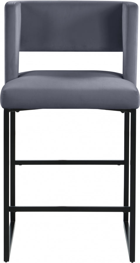 Tabouret de comptoir en velours Caleb