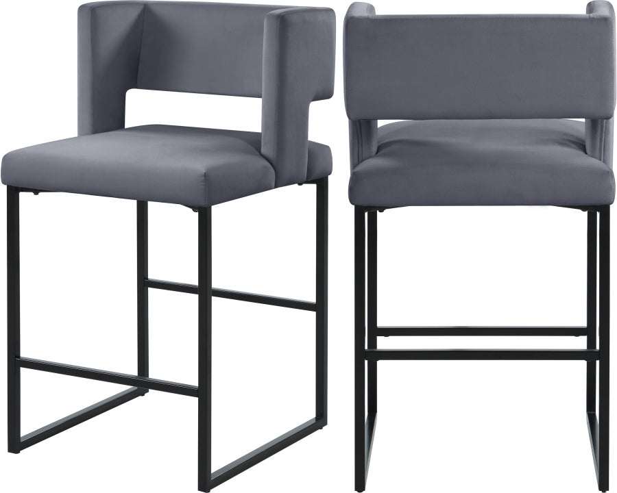 Tabouret de comptoir en velours Caleb
