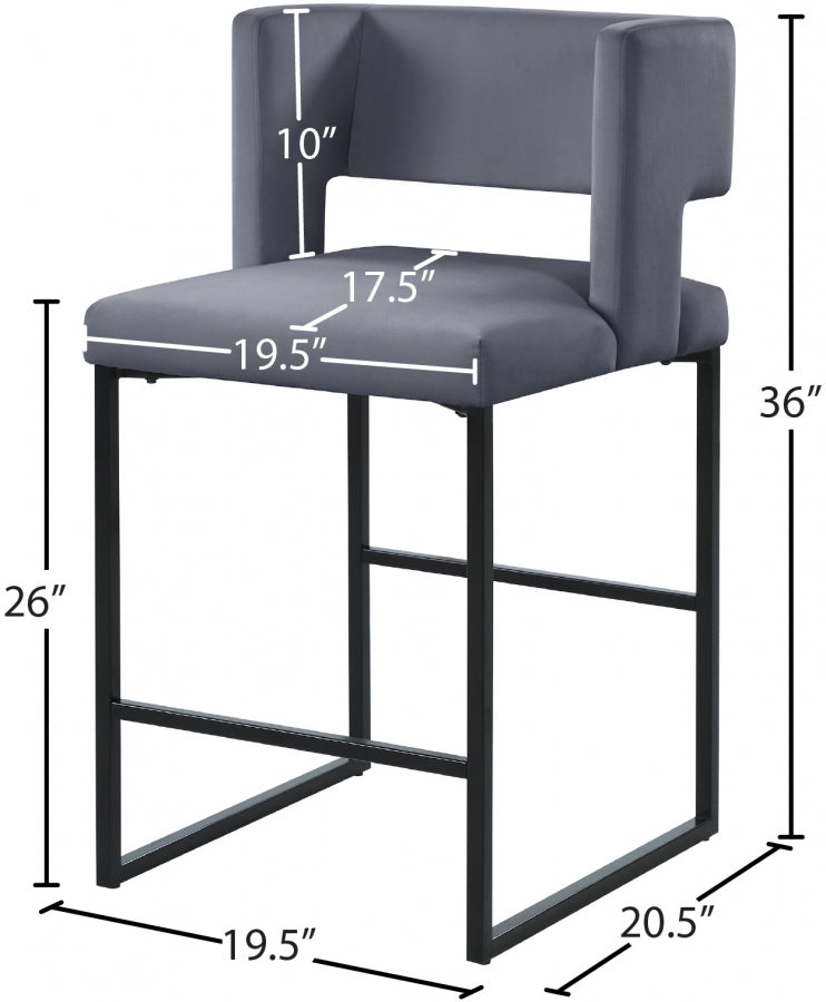 Tabouret de comptoir en velours Caleb