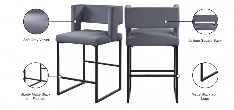 Tabouret de comptoir en velours Caleb