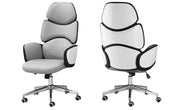 CHAISE DE BUREAU - SIMILI-CUIR GRIS / DOSSIER HAUT EXÉCUTIF 