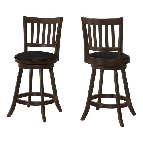 TABOURET DE BAR - 2PCS / 39"H / ESPRESSO / HAUTEUR COMPTOIR PIVOTANT