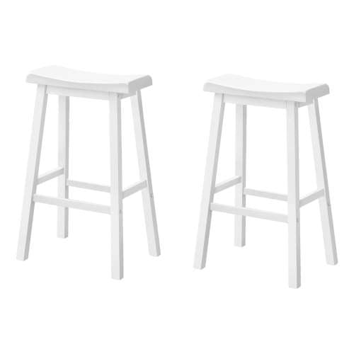 TABOURET DE BAR - 2PCS / 29"H / SIÈGE DE SELLE BLANC