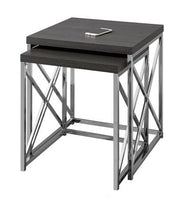 TABLE GIGOGNE - ENSEMBLE 2PCS / GRIS AVEC METAL CHROME