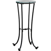TABLE D'APPOINT - MÉTAL NOIR MARTELÉ AVEC VERRE TREMPÉ 