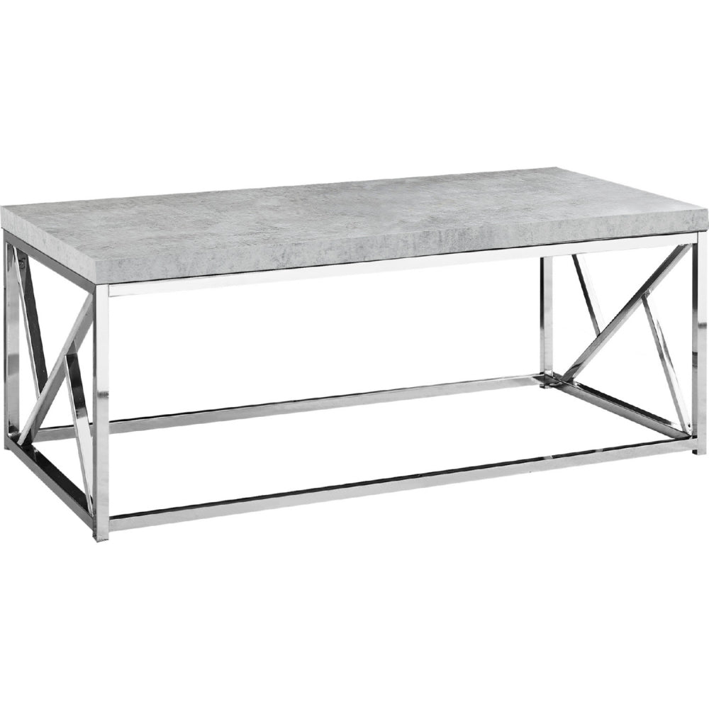 TABLE BASSE - CIMENT GRIS ET MÉTAL CHROMÉ 