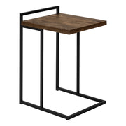 TABLE D'APPOINT - 25"H / BOIS BRUN / MÉTAL NOIR 
