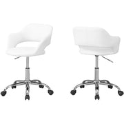 CHAISE DE BUREAU - BLANCHE / PIETEMENT HYDRAULIQUE MÉTAL CHROMÉ 