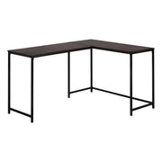 BUREAU D'ORDINATEUR - 58"L / DESSUS ESPRESSO / COIN METAL NOIR