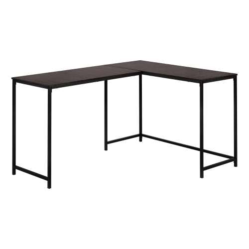 BUREAU D'ORDINATEUR - 58"L / DESSUS ESPRESSO / COIN METAL NOIR
