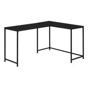 BUREAU D'ORDINATEUR - 58"L / DESSUS NOIR / COIN METAL NOIR
