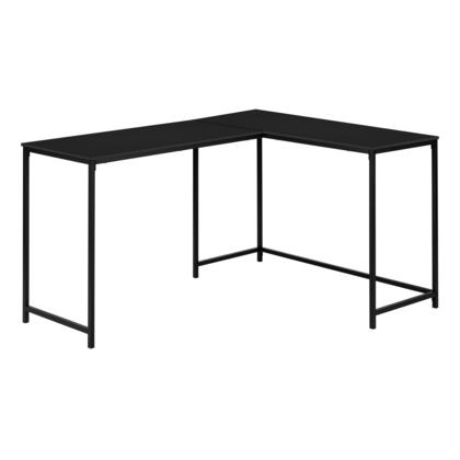 BUREAU D'ORDINATEUR - 58"L / DESSUS NOIR / COIN METAL NOIR
