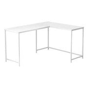 BUREAU D'ORDINATEUR - 58"L / DESSUS BLANC / COIN METAL BLANC