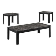 SET DE TABLE - SET 3PCS / NOIR / PLATEAU ASPECT MARBRE GRIS 