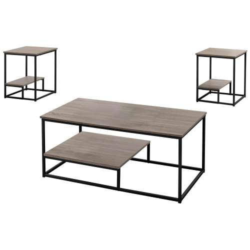 SET DE TABLE - 3PCS / TAUPE FONCE / METAL NOIR 